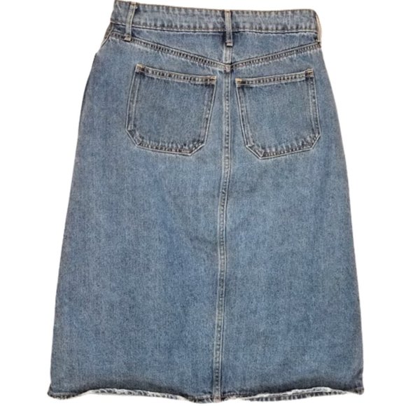 OLD NAVY Aline Midi Button-Down Blue Jean Skirt - Women's 0 - Picture 2 of 6